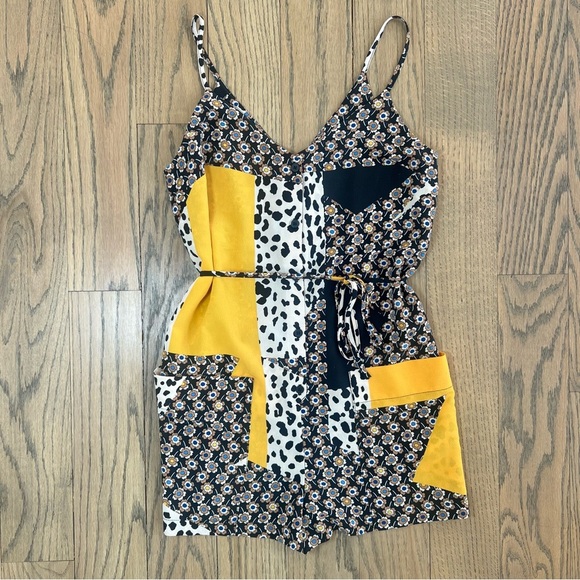 Topshop Women’s Spaghetti Strap Bohemian Patchwork Romper Size US 2 - Picture 2 of 16